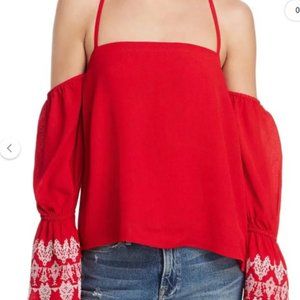 BANJARAN - Red Off-the- Shoulder Blouse - Size XS